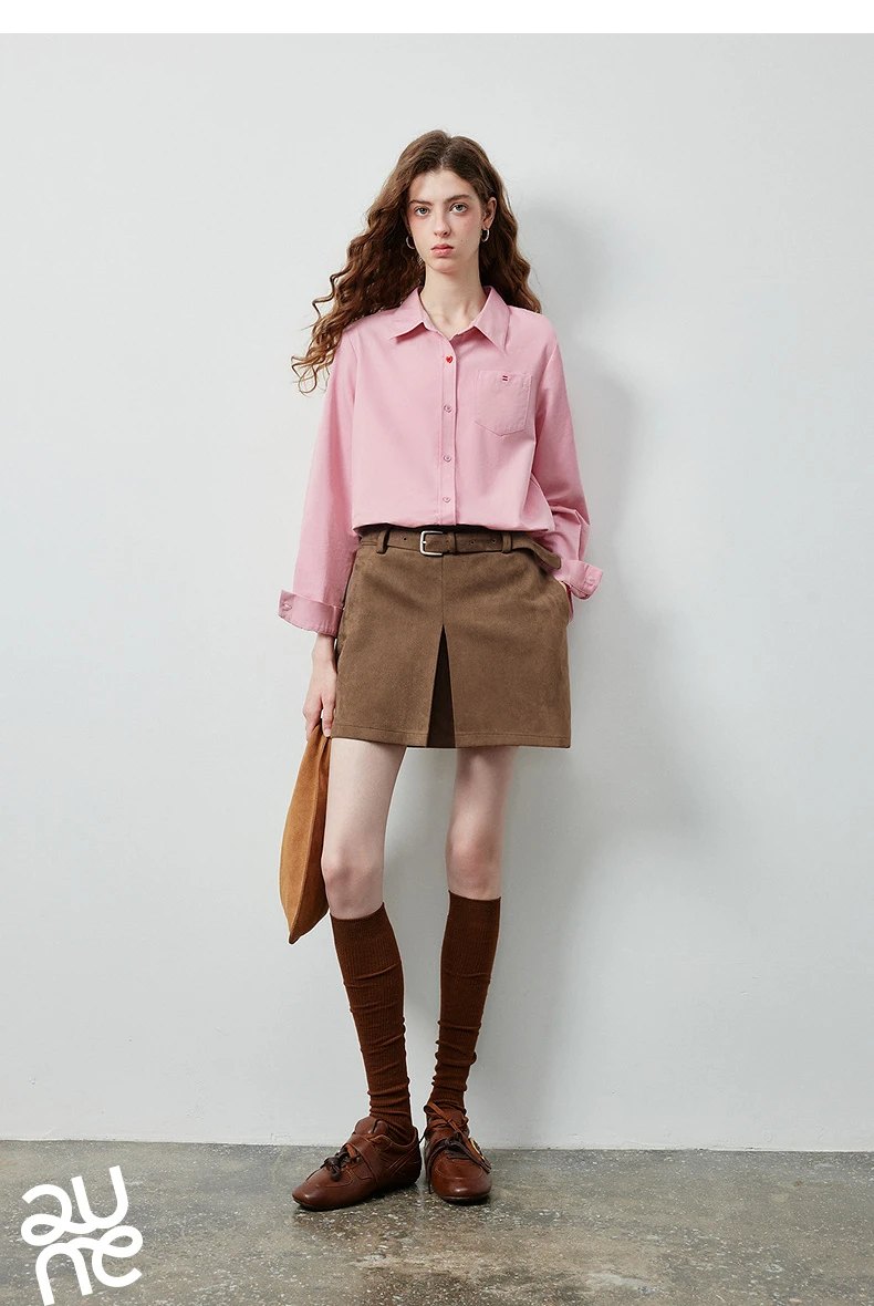 TOYOUTH Women's Pure Cotton Cavalry Twill Blouse 2026 Autumn New Long Sleeve Loose Fit Athletic Preppy Lazy Commute Style