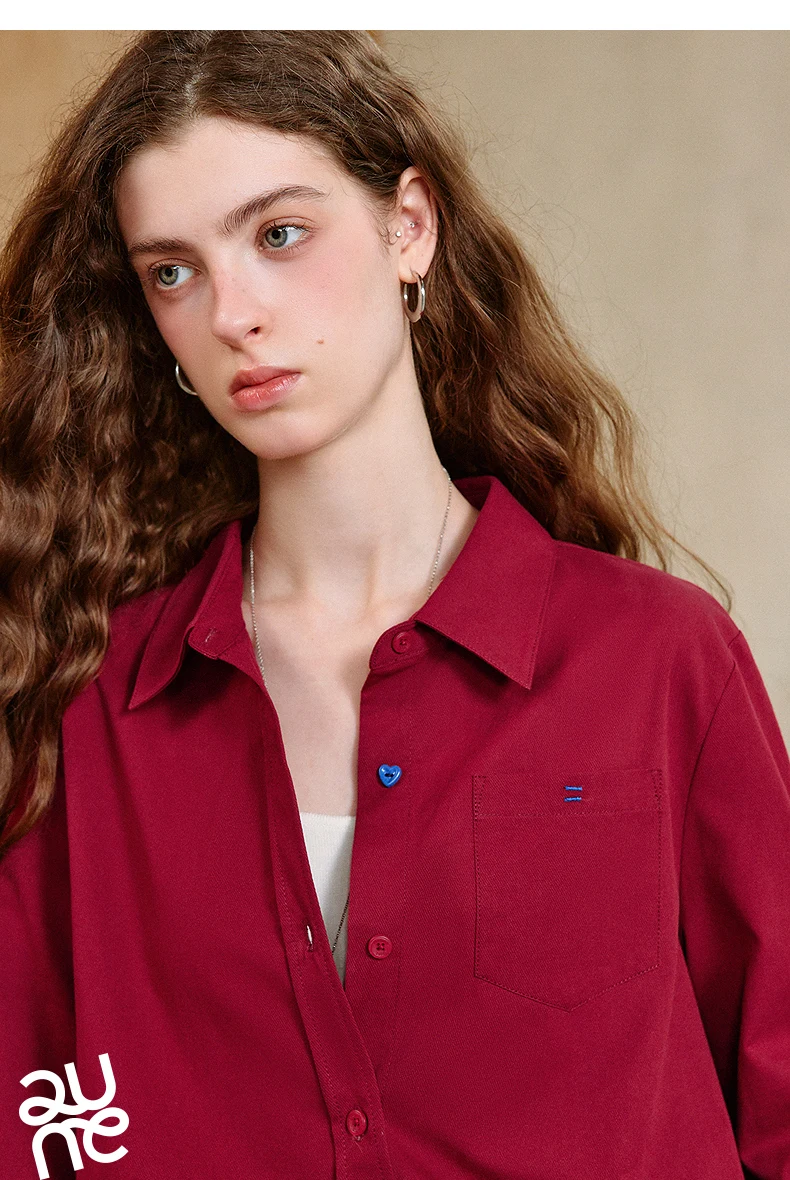 TOYOUTH Women's Pure Cotton Cavalry Twill Blouse 2026 Autumn New Long Sleeve Loose Fit Athletic Preppy Lazy Commute Style