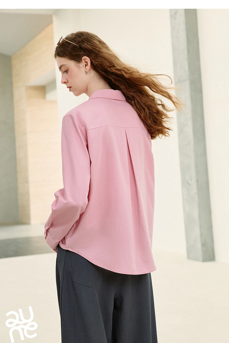 TOYOUTH Women's Pure Cotton Cavalry Twill Blouse 2026 Autumn New Long Sleeve Loose Fit Athletic Preppy Lazy Commute Style
