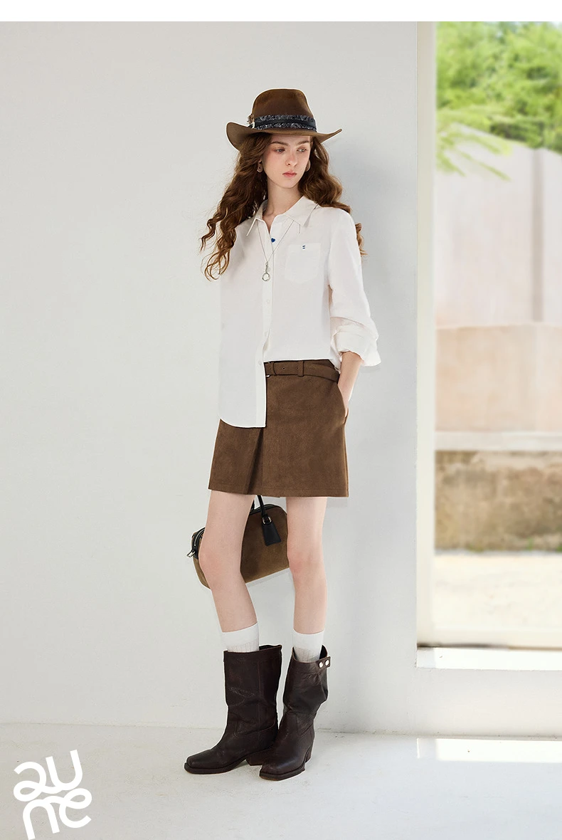 TOYOUTH Women's Pure Cotton Cavalry Twill Blouse 2026 Autumn New Long Sleeve Loose Fit Athletic Preppy Lazy Commute Style