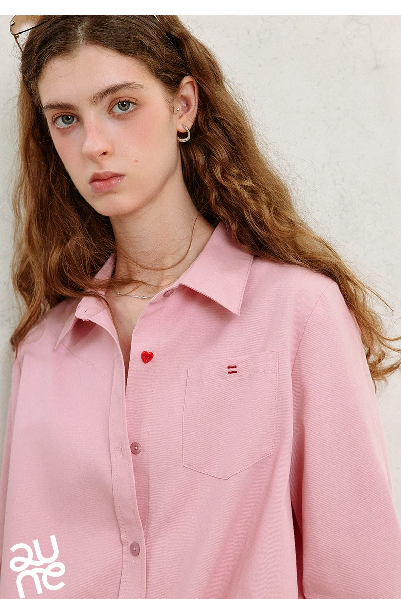 TOYOUTH Women's Pure Cotton Cavalry Twill Blouse 2026 Autumn New Long Sleeve Loose Fit Athletic Preppy Lazy Commute Style