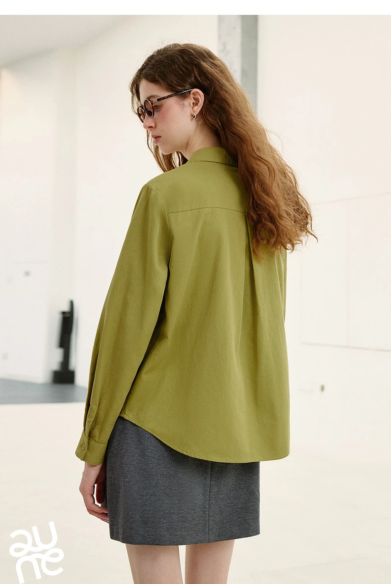 TOYOUTH Women's Pure Cotton Cavalry Twill Blouse 2026 Autumn New Long Sleeve Loose Fit Athletic Preppy Lazy Commute Style