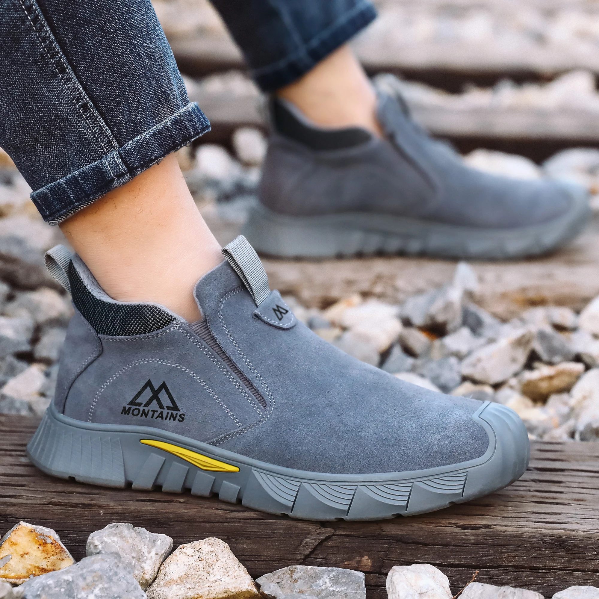 Wear Resistant Men's Safety Boots Soft Work Sneakers Anti Impact Anti Piercing Fashion Comfort Outdoor Men's Shoes