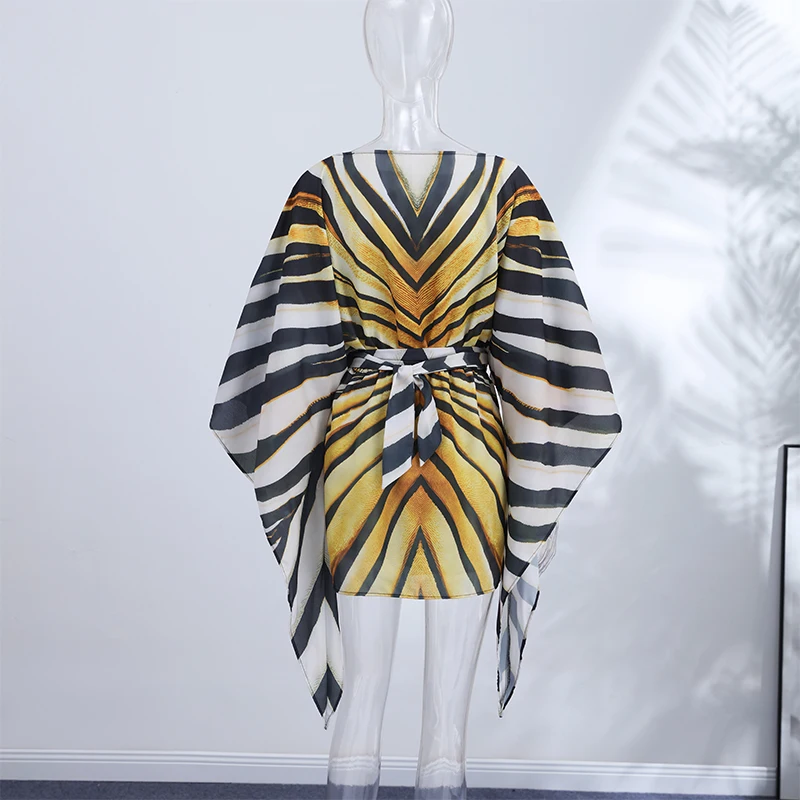 Sexy Leopard Chiffon Women's Mini Dress Urban Batwing Sleeve High Waist Female Dresses 2026 Summer Lady Beach Robe New