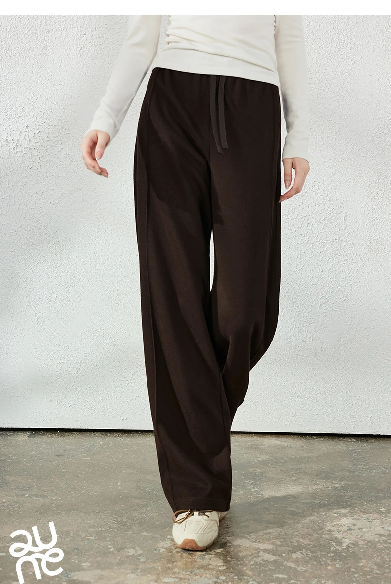 TOYOUTH Women's Glutinous Rice Velvet Straight Leg Pants 2026 Autumn New Soft Hip Concealing Leg Shaping Relaxed Trousers