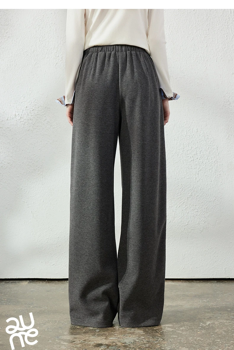 TOYOUTH Women's Glutinous Rice Velvet Straight Leg Pants 2026 Autumn New Soft Hip Concealing Leg Shaping Relaxed Trousers