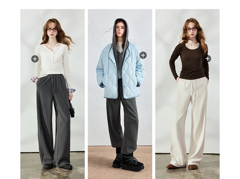 TOYOUTH Women's Glutinous Rice Velvet Straight Leg Pants 2026 Autumn New Soft Hip Concealing Leg Shaping Relaxed Trousers