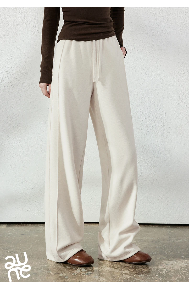 TOYOUTH Women's Glutinous Rice Velvet Straight Leg Pants 2026 Autumn New Soft Hip Concealing Leg Shaping Relaxed Trousers