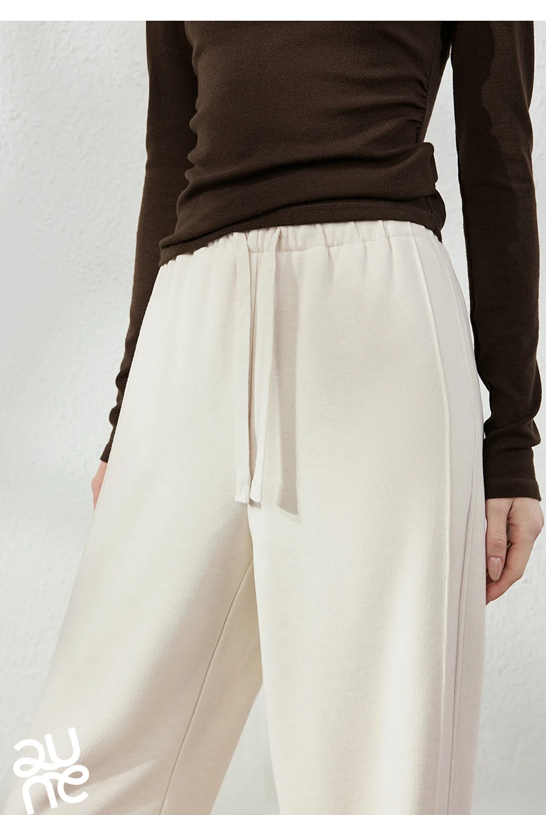 TOYOUTH Women's Glutinous Rice Velvet Straight Leg Pants 2026 Autumn New Soft Hip Concealing Leg Shaping Relaxed Trousers