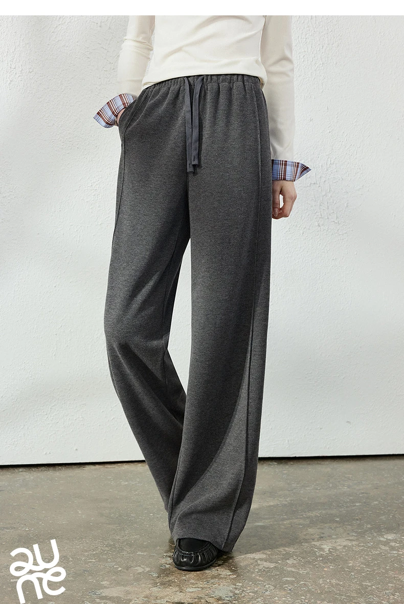 TOYOUTH Women's Glutinous Rice Velvet Straight Leg Pants 2026 Autumn New Soft Hip Concealing Leg Shaping Relaxed Trousers