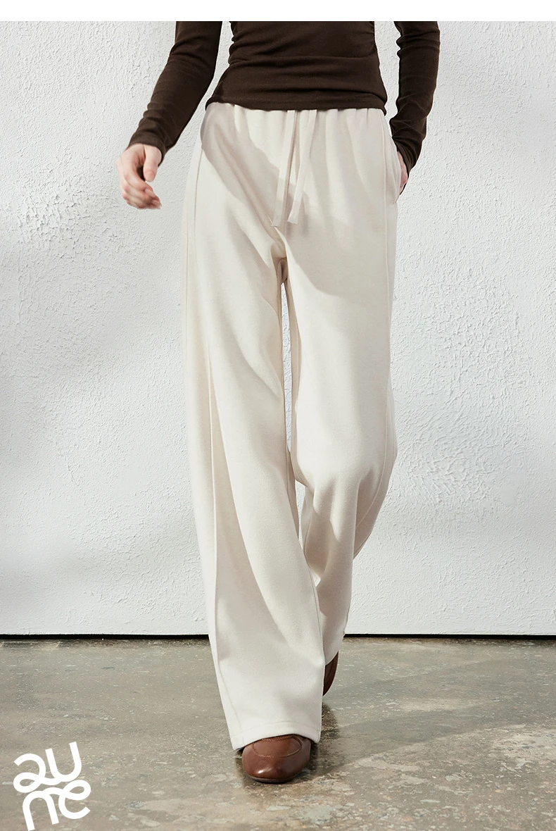 TOYOUTH Women's Glutinous Rice Velvet Straight Leg Pants 2026 Autumn New Soft Hip Concealing Leg Shaping Relaxed Trousers