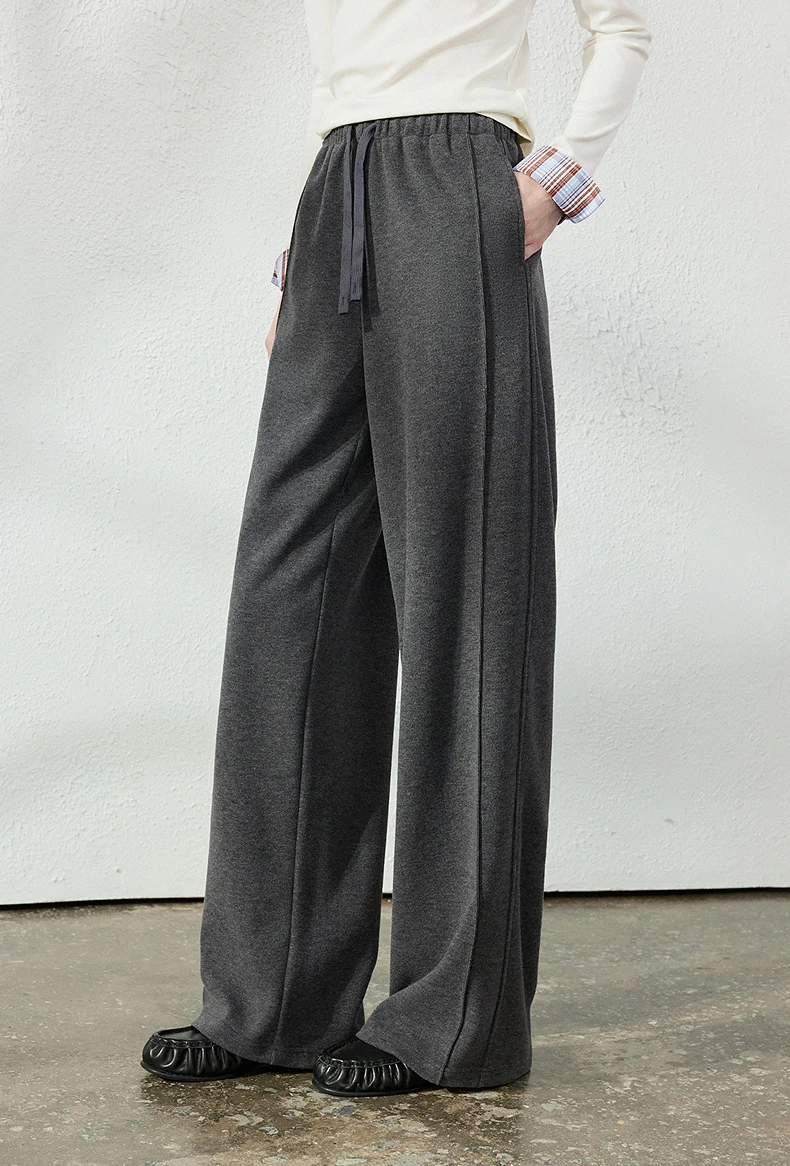 TOYOUTH Women's Glutinous Rice Velvet Straight Leg Pants 2026 Autumn New Soft Hip Concealing Leg Shaping Relaxed Trousers