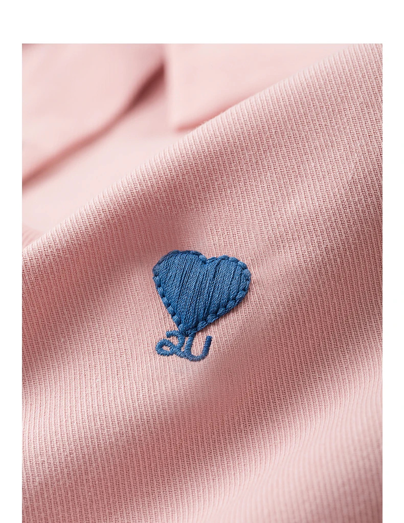 TOYOUTH Women's Pure Cotton Shirt 2026 New Heart Embroidery Solid Color Simple Versatile Basic Top