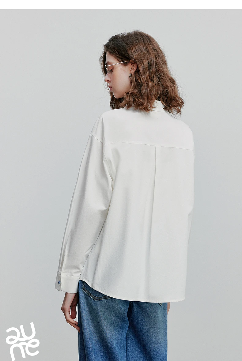 TOYOUTH Women's Pure Cotton Shirt 2026 New Heart Embroidery Solid Color Simple Versatile Basic Top