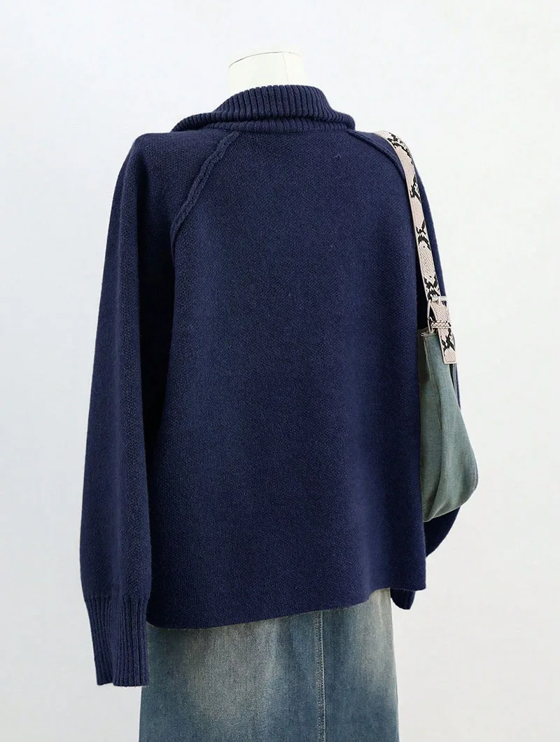 Lazy Style Sweater Jacket for Women 2026 Autumn Winter Thicken Warm Soft Knitted Cardigans Fashion Zipper Stand Collar Cardigan