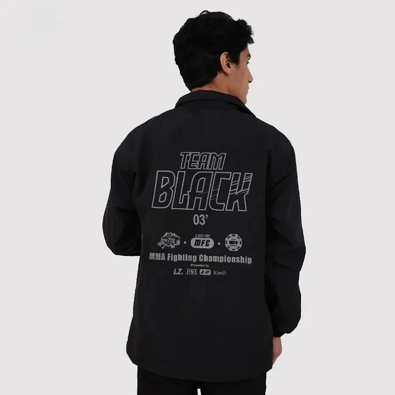 Unisex Black Zipper Jacket, Jinx Manhwa Team Black Jaekyung Cosplay Coat MMA Fight Championship Casual Costume