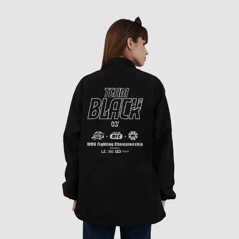 Unisex Black Zipper Jacket, Jinx Manhwa Team Black Jaekyung Cosplay Coat MMA Fight Championship Casual Costume