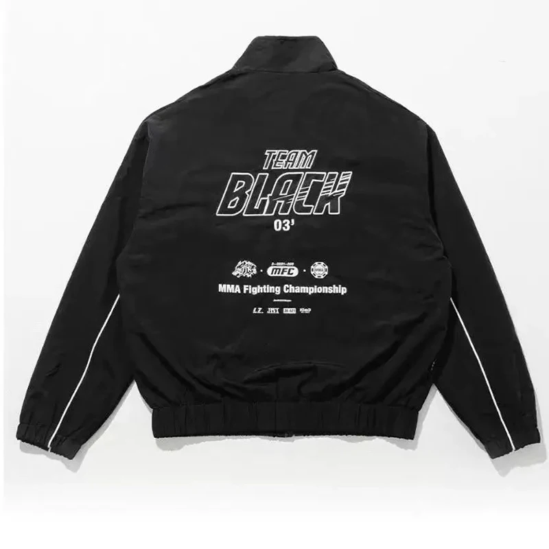 Unisex Black Zipper Jacket, Jinx Manhwa Team Black Jaekyung Cosplay Coat MMA Fight Championship Casual Costume