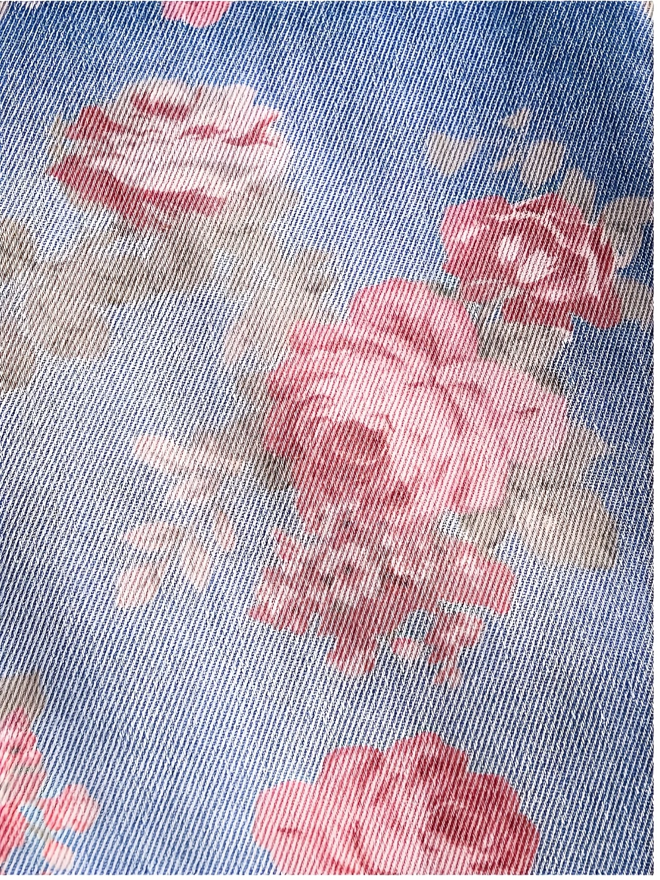 Vintage Washed Floral Print Denim Overalls For Women Adjustable Strap Wide Leg Elegant Daily Fashion Jumpsuit