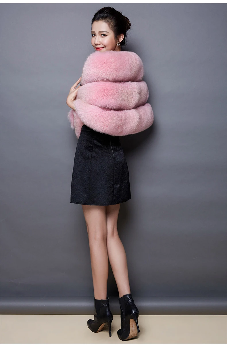 Winter Scarves Woman Faux Fox Fur Coat Fur Shawl Jackets for Women Cloak with Pocket White, Pink, Gray Women's Winter Jacket