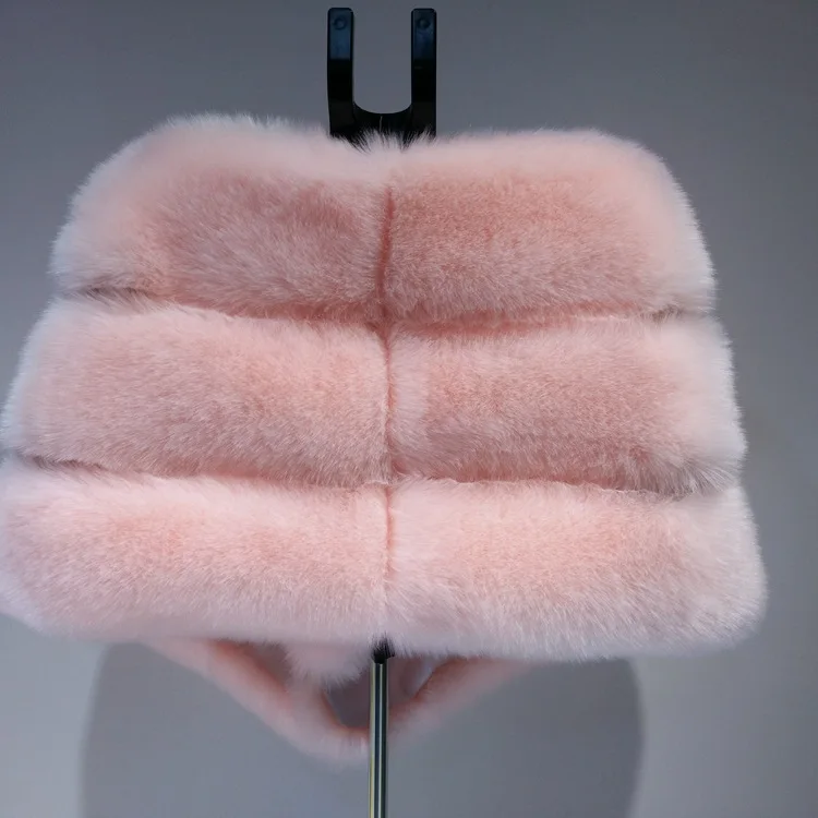 Winter Scarves Woman Faux Fox Fur Coat Fur Shawl Jackets for Women Cloak with Pocket White, Pink, Gray Women's Winter Jacket