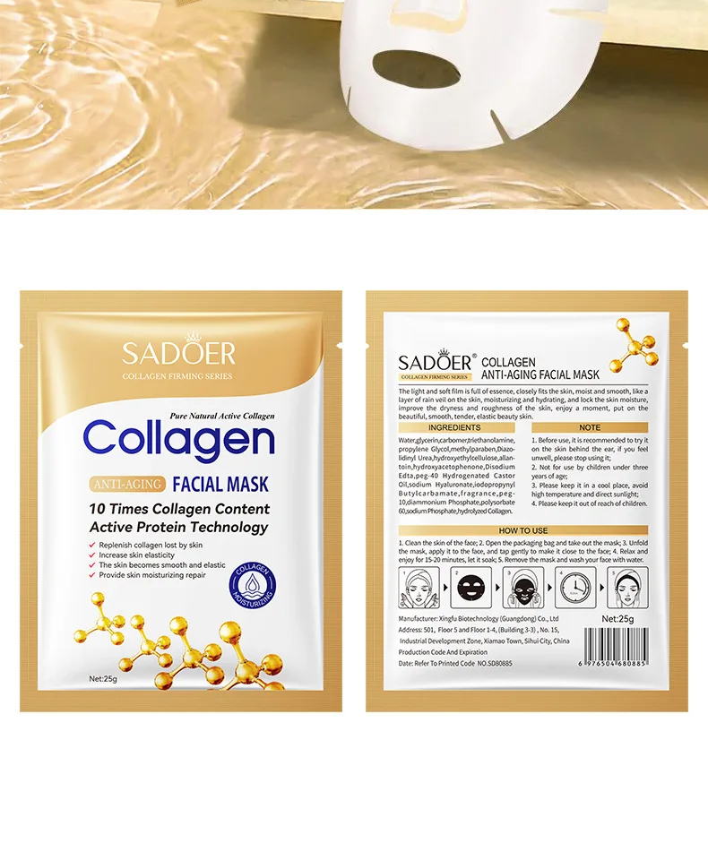30PCS Collagen Facial Mask, Anti-Aging & Hydrating Mask Pack, Deep Moisturizing, Improve Dry Skin, Smooth & Repair Skin, Daily Face Care Masks for All Skin Type