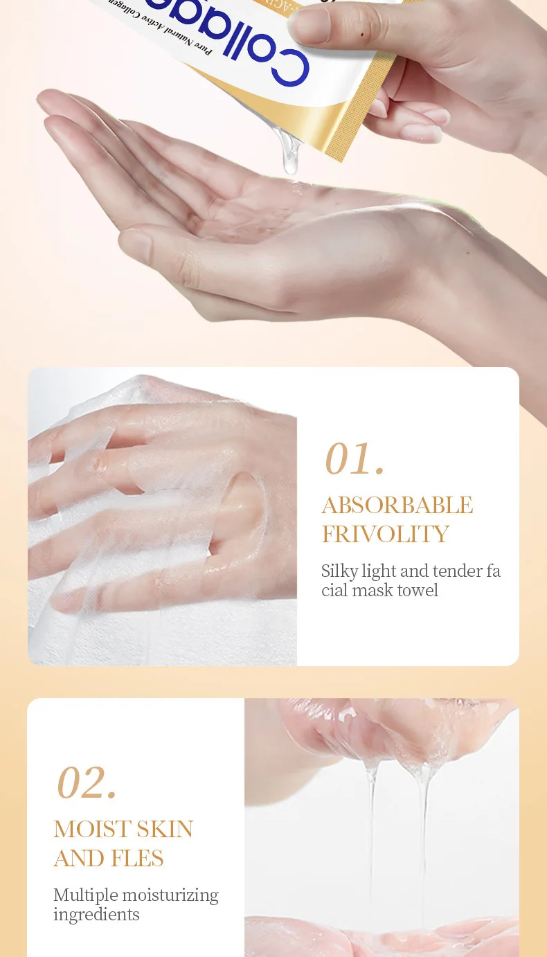 30PCS Collagen Facial Mask, Anti-Aging & Hydrating Mask Pack, Deep Moisturizing, Improve Dry Skin, Smooth & Repair Skin, Daily Face Care Masks for All Skin Type