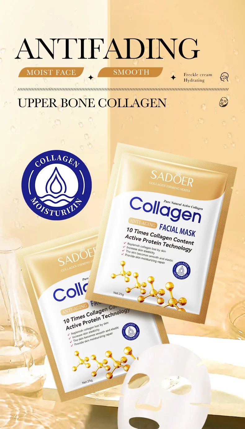 30PCS Collagen Facial Mask, Anti-Aging & Hydrating Mask Pack, Deep Moisturizing, Improve Dry Skin, Smooth & Repair Skin, Daily Face Care Masks for All Skin Type