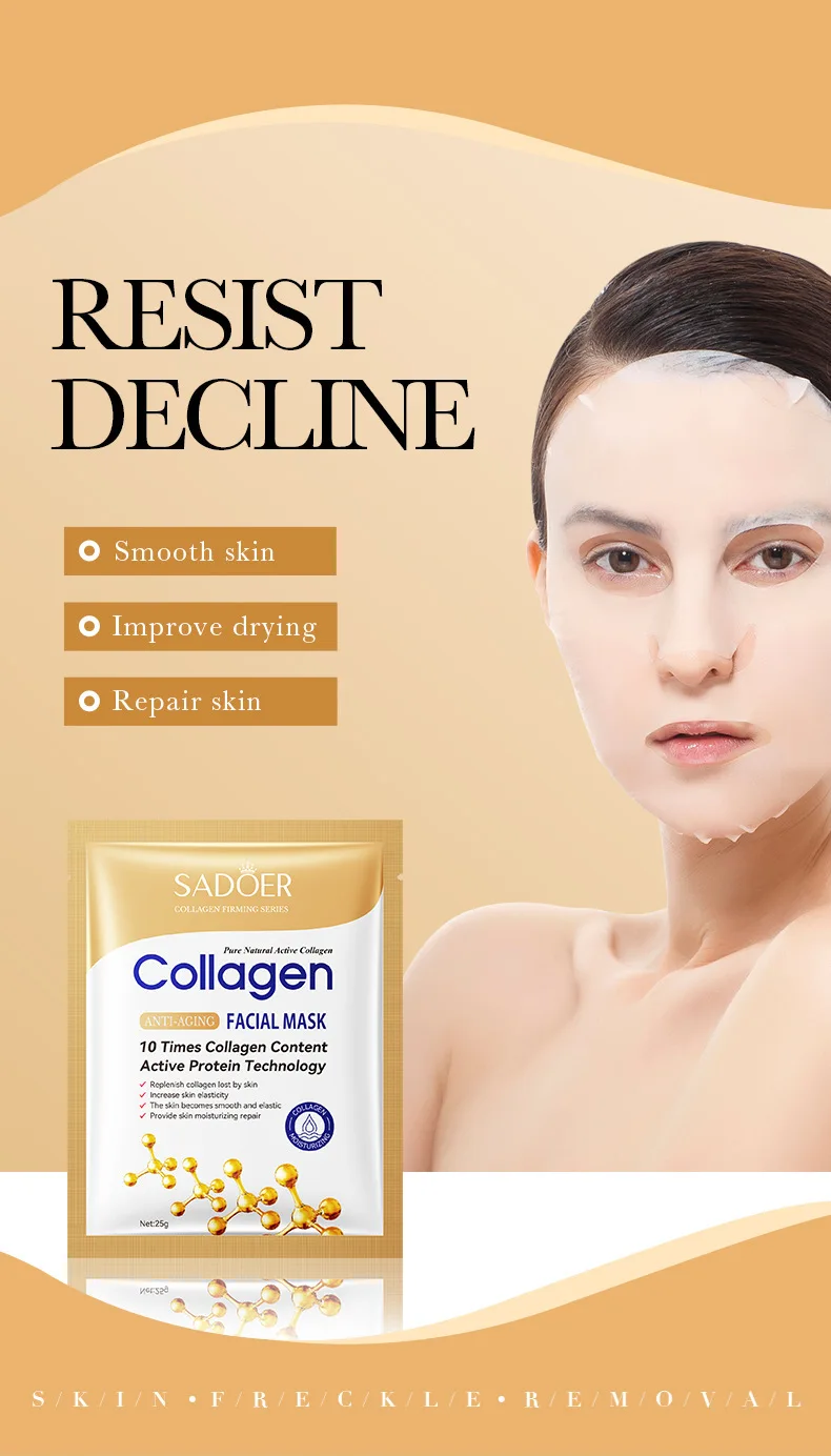 30PCS Collagen Facial Mask, Anti-Aging & Hydrating Mask Pack, Deep Moisturizing, Improve Dry Skin, Smooth & Repair Skin, Daily Face Care Masks for All Skin Type