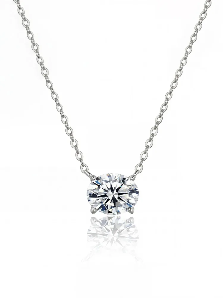 Fashion Luxury Real 2CT Oval Moissanite Diamond Necklace For Women Engagement Party High Quality Jewelry