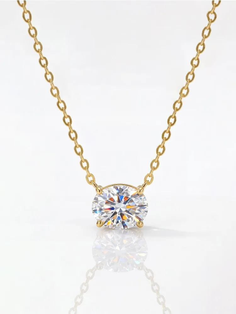 Fashion Luxury Real 2CT Oval Moissanite Diamond Necklace For Women Engagement Party High Quality Jewelry