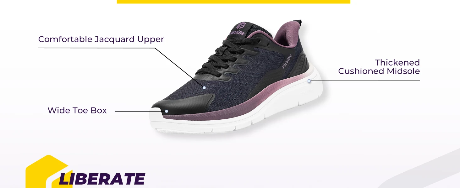 FitVille Women's Extra Wide Walking Sneakers, Breathable Lightweight Running Shoes with Arch Support for Flat Feet and Heel Pain