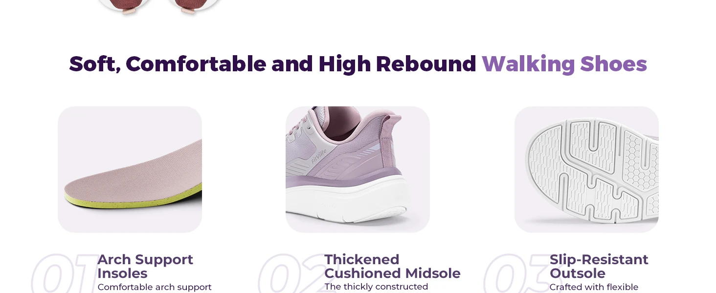 FitVille Women's Extra Wide Walking Sneakers, Breathable Lightweight Running Shoes with Arch Support for Flat Feet and Heel Pain