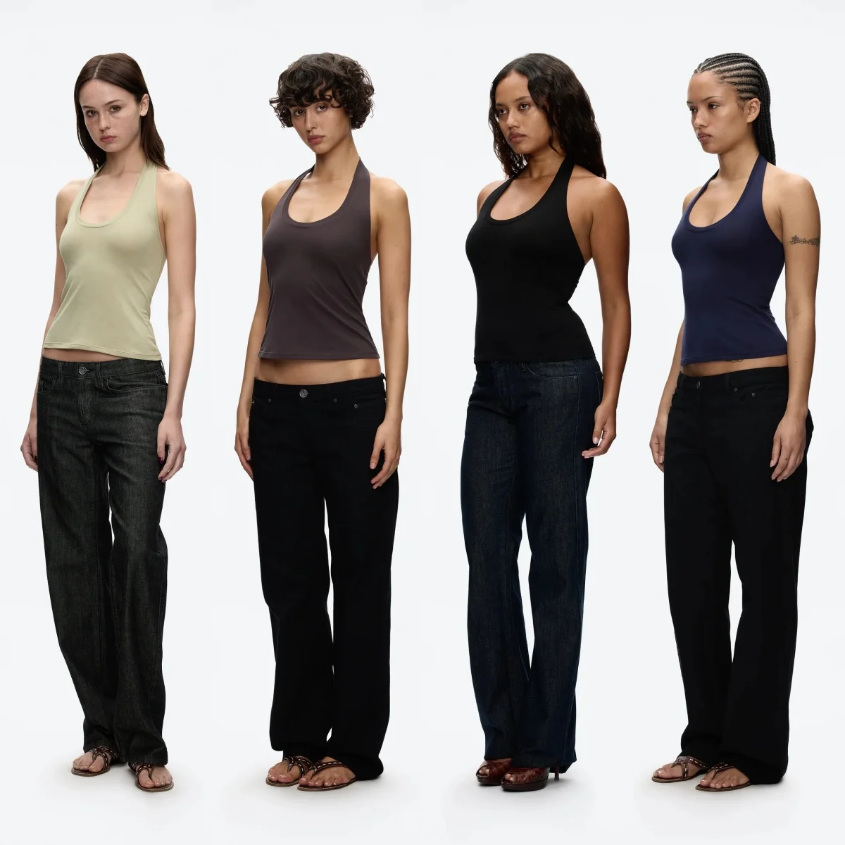 Tank Halter Neck Camisole High Elasticity Slim Fit Backless Top U-Neck Halter Backless Slim Fit Camisole Versatile Outerwear Base Shirt Spicy Girl Style Sleeveless Top