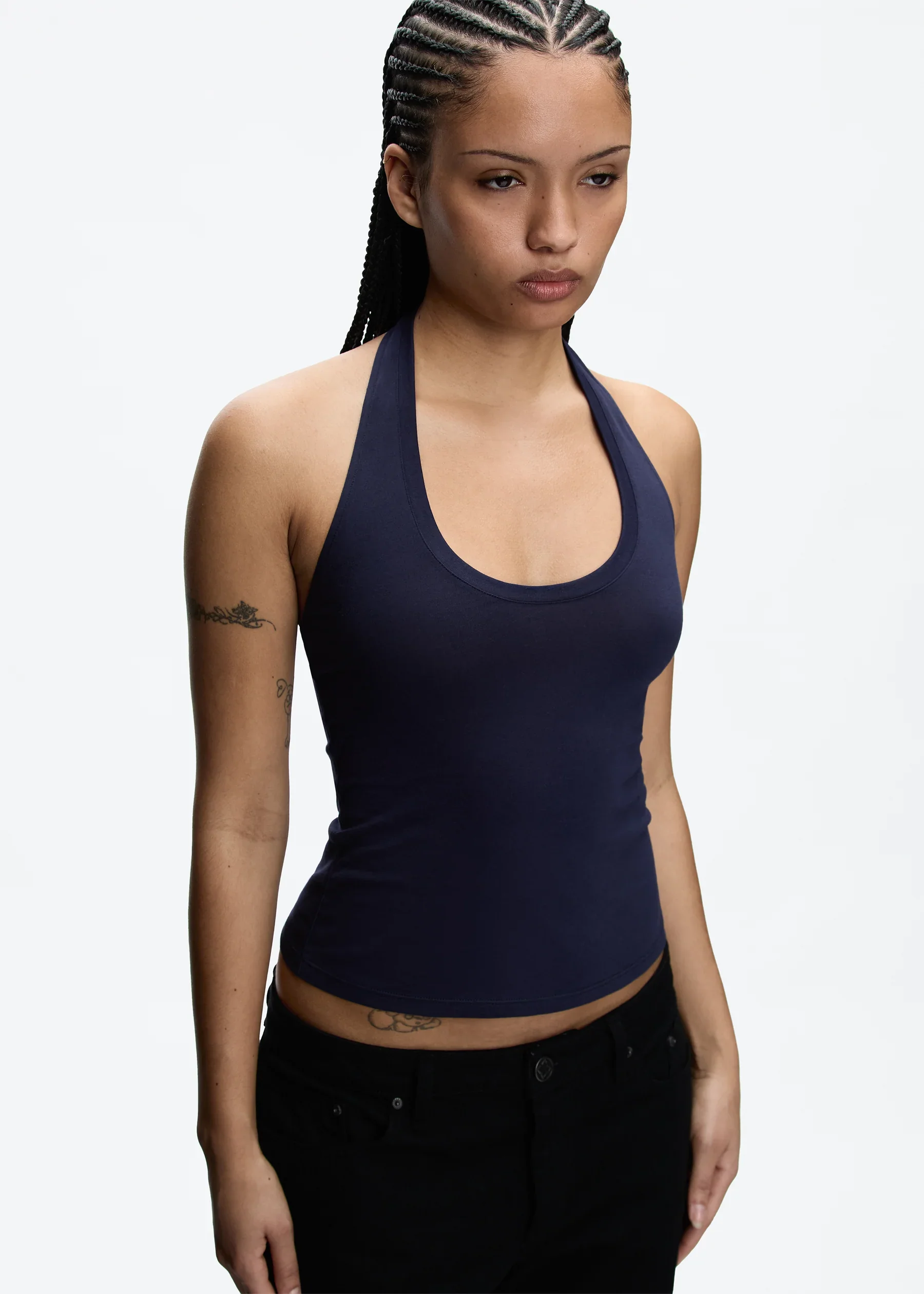 Tank Halter Neck Camisole High Elasticity Slim Fit Backless Top U-Neck Halter Backless Slim Fit Camisole Versatile Outerwear Base Shirt Spicy Girl Style Sleeveless Top