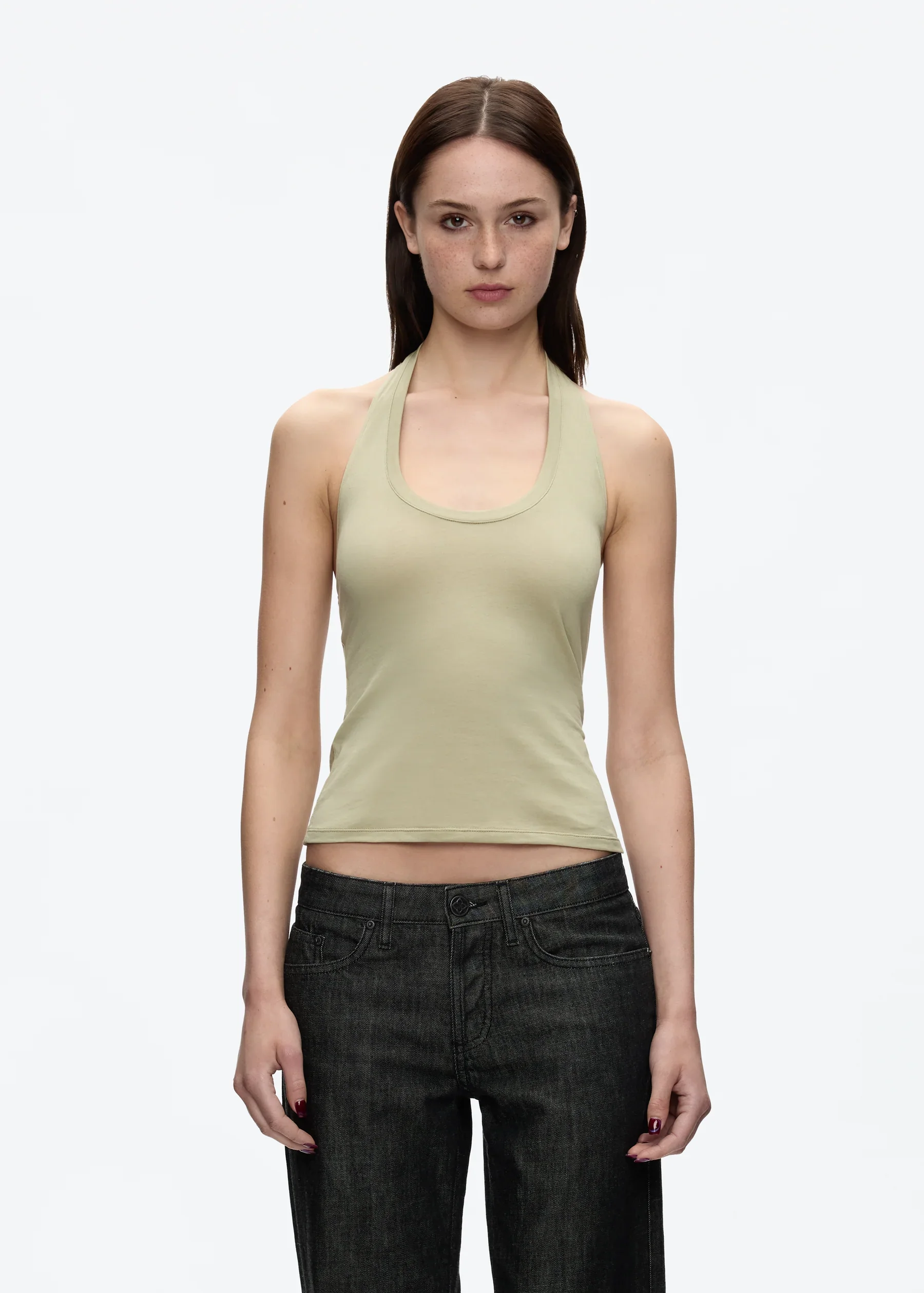 Tank Halter Neck Camisole High Elasticity Slim Fit Backless Top U-Neck Halter Backless Slim Fit Camisole Versatile Outerwear Base Shirt Spicy Girl Style Sleeveless Top