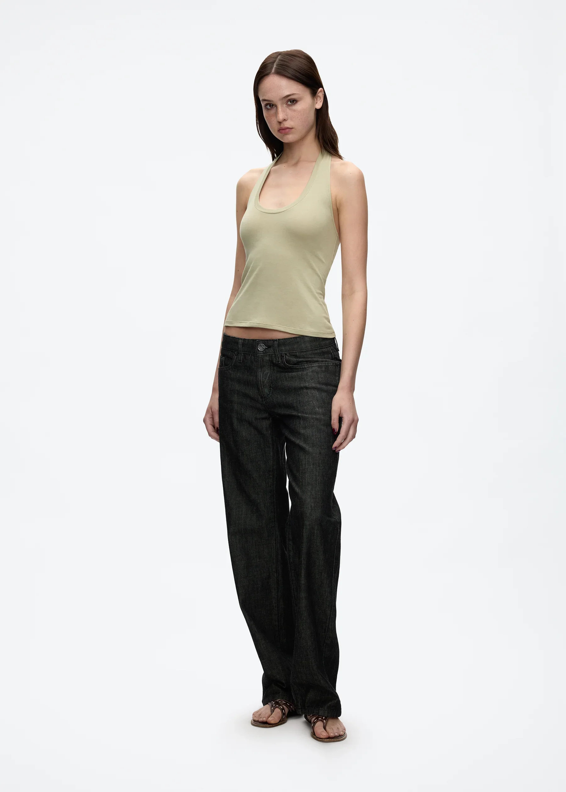 Tank Halter Neck Camisole High Elasticity Slim Fit Backless Top U-Neck Halter Backless Slim Fit Camisole Versatile Outerwear Base Shirt Spicy Girl Style Sleeveless Top