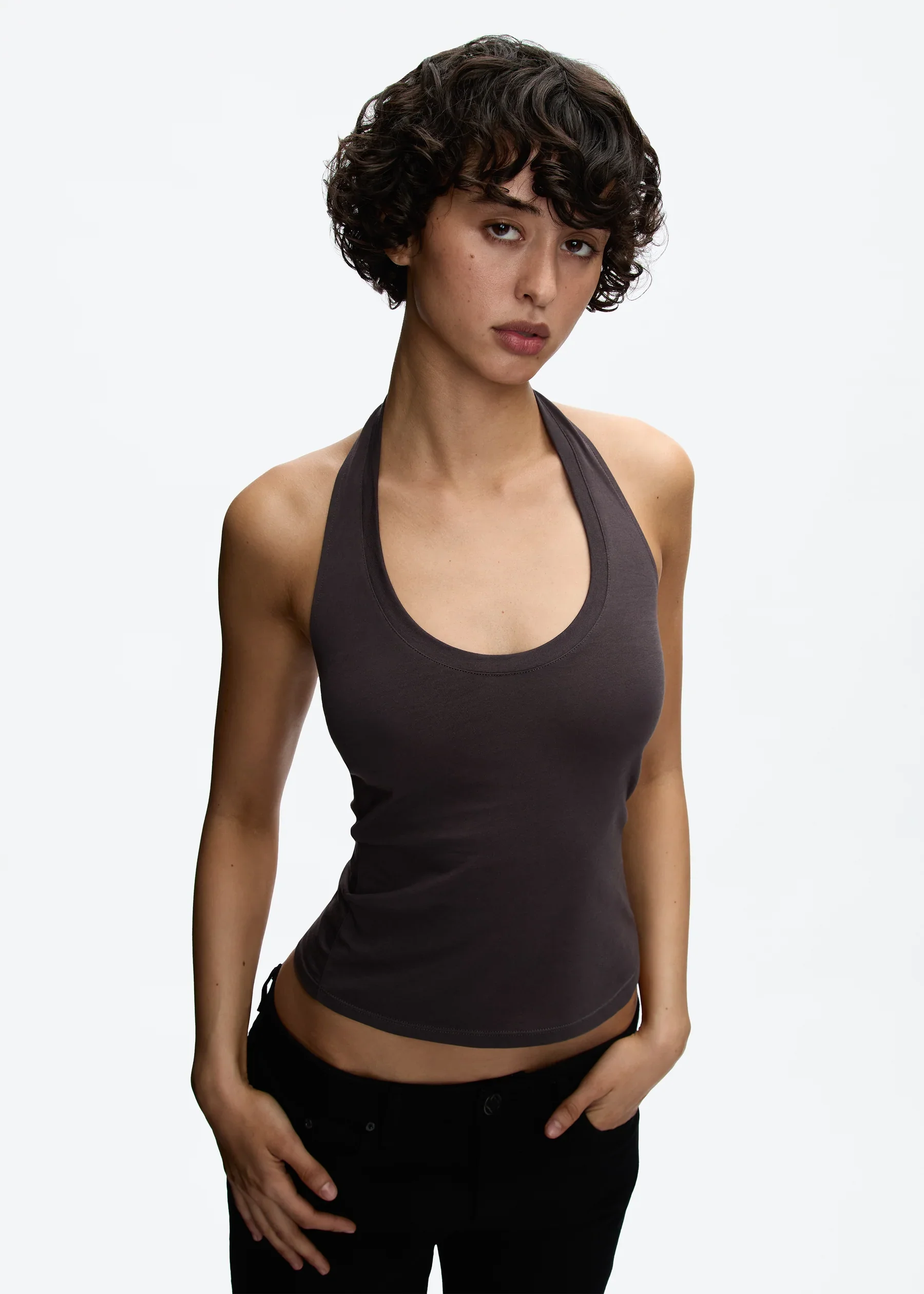 Tank Halter Neck Camisole High Elasticity Slim Fit Backless Top U-Neck Halter Backless Slim Fit Camisole Versatile Outerwear Base Shirt Spicy Girl Style Sleeveless Top