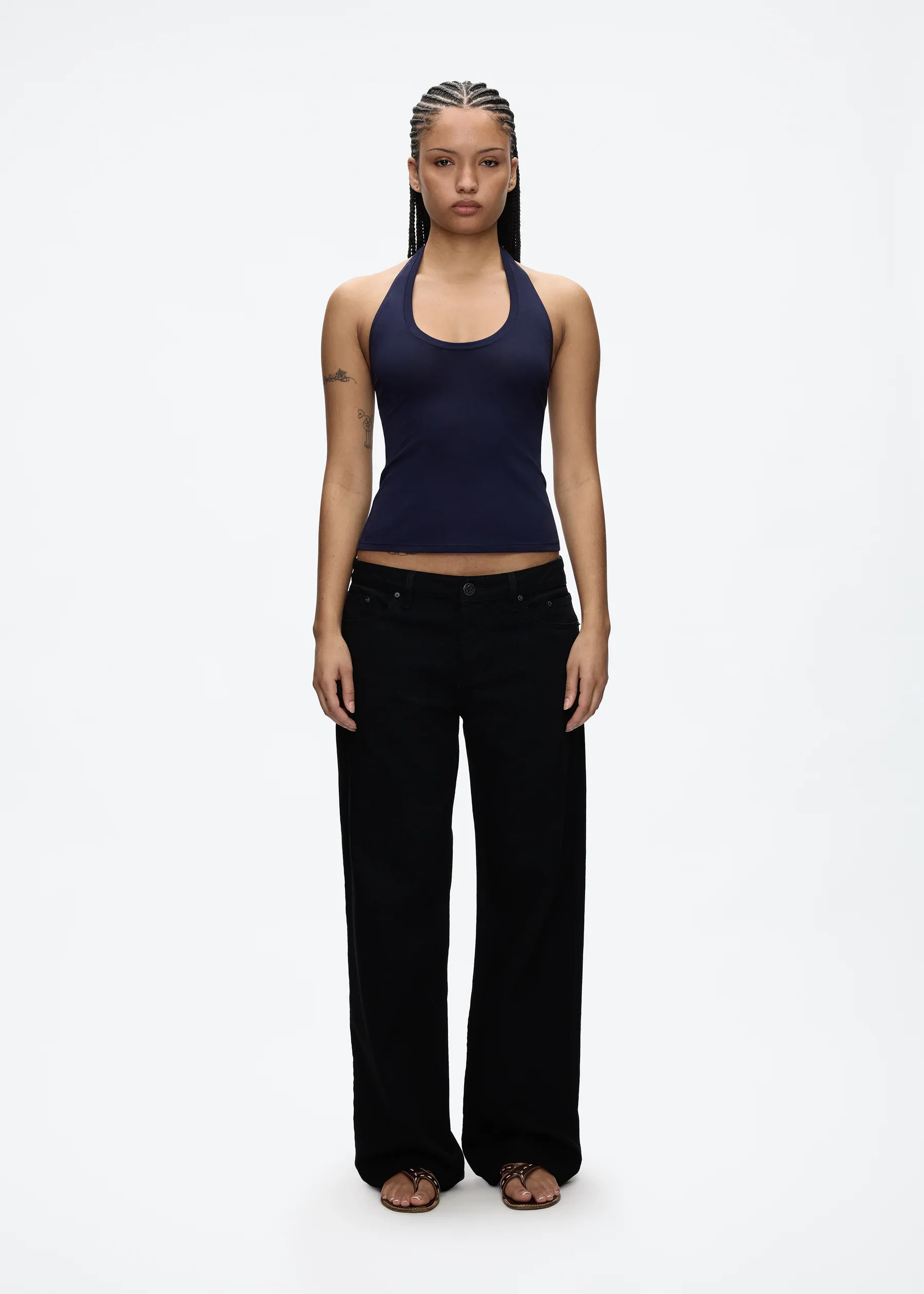 Tank Halter Neck Camisole High Elasticity Slim Fit Backless Top U-Neck Halter Backless Slim Fit Camisole Versatile Outerwear Base Shirt Spicy Girl Style Sleeveless Top
