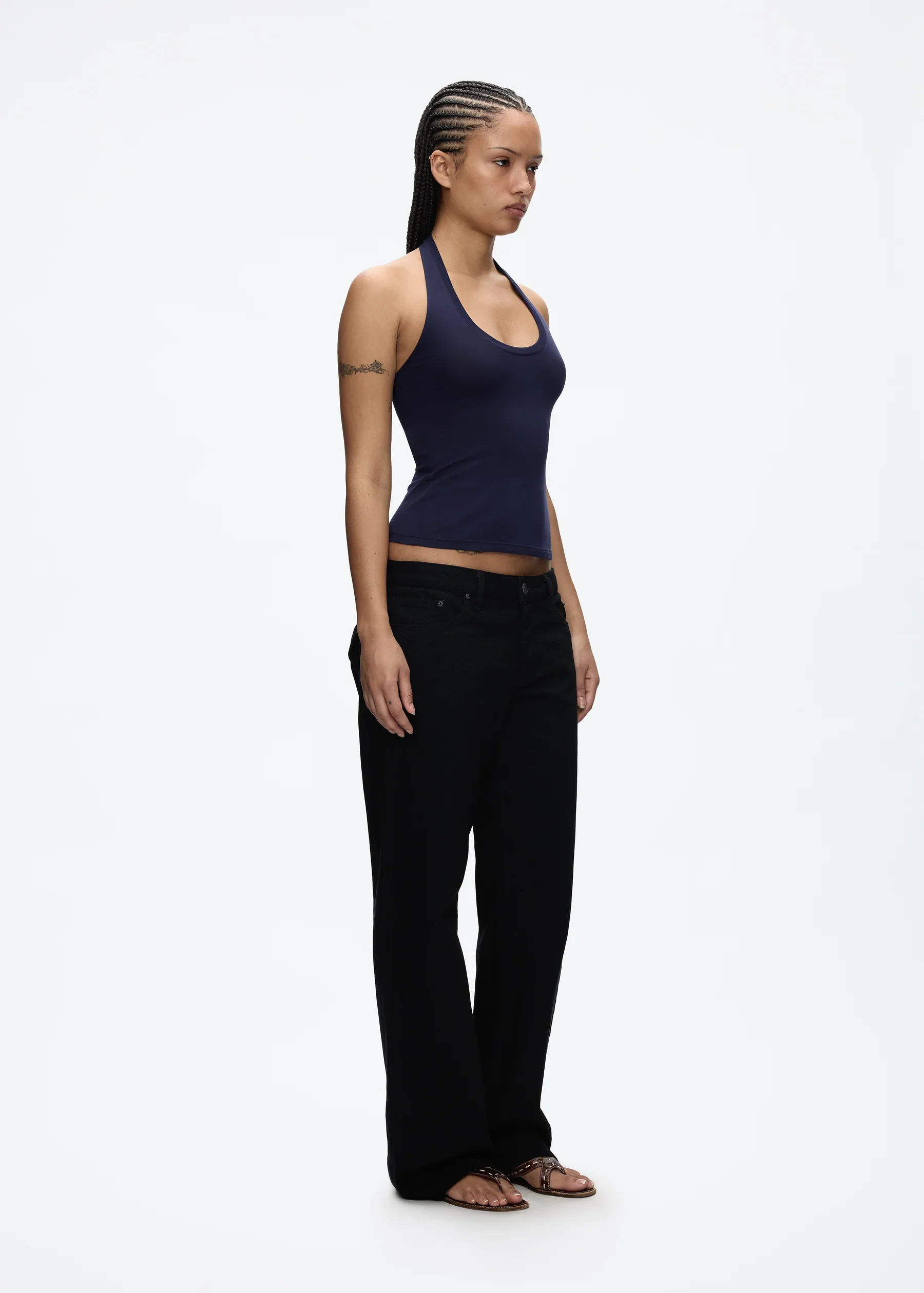 Tank Halter Neck Camisole High Elasticity Slim Fit Backless Top U-Neck Halter Backless Slim Fit Camisole Versatile Outerwear Base Shirt Spicy Girl Style Sleeveless Top
