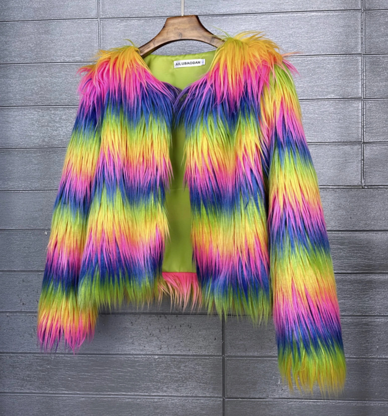 Women's Fur Coat Colorful Furry Pink Lamb Wool Faux Fur Coat Female Shaggy Sheepskin Coat Winter Artificial Fur Jacket