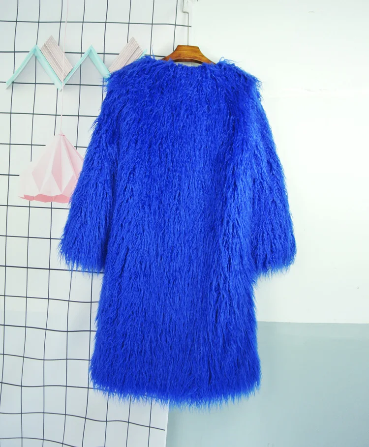 Women's Fur Coat Colorful Furry Pink Lamb Wool Faux Fur Coat Female Shaggy Sheepskin Coat Winter Artificial Fur Jacket