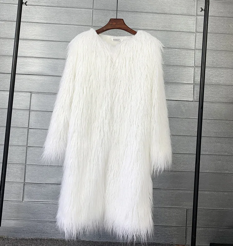 Women's Fur Coat Colorful Furry Pink Lamb Wool Faux Fur Coat Female Shaggy Sheepskin Coat Winter Artificial Fur Jacket