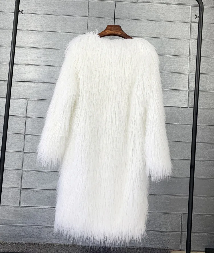 Women's Fur Coat Colorful Furry Pink Lamb Wool Faux Fur Coat Female Shaggy Sheepskin Coat Winter Artificial Fur Jacket