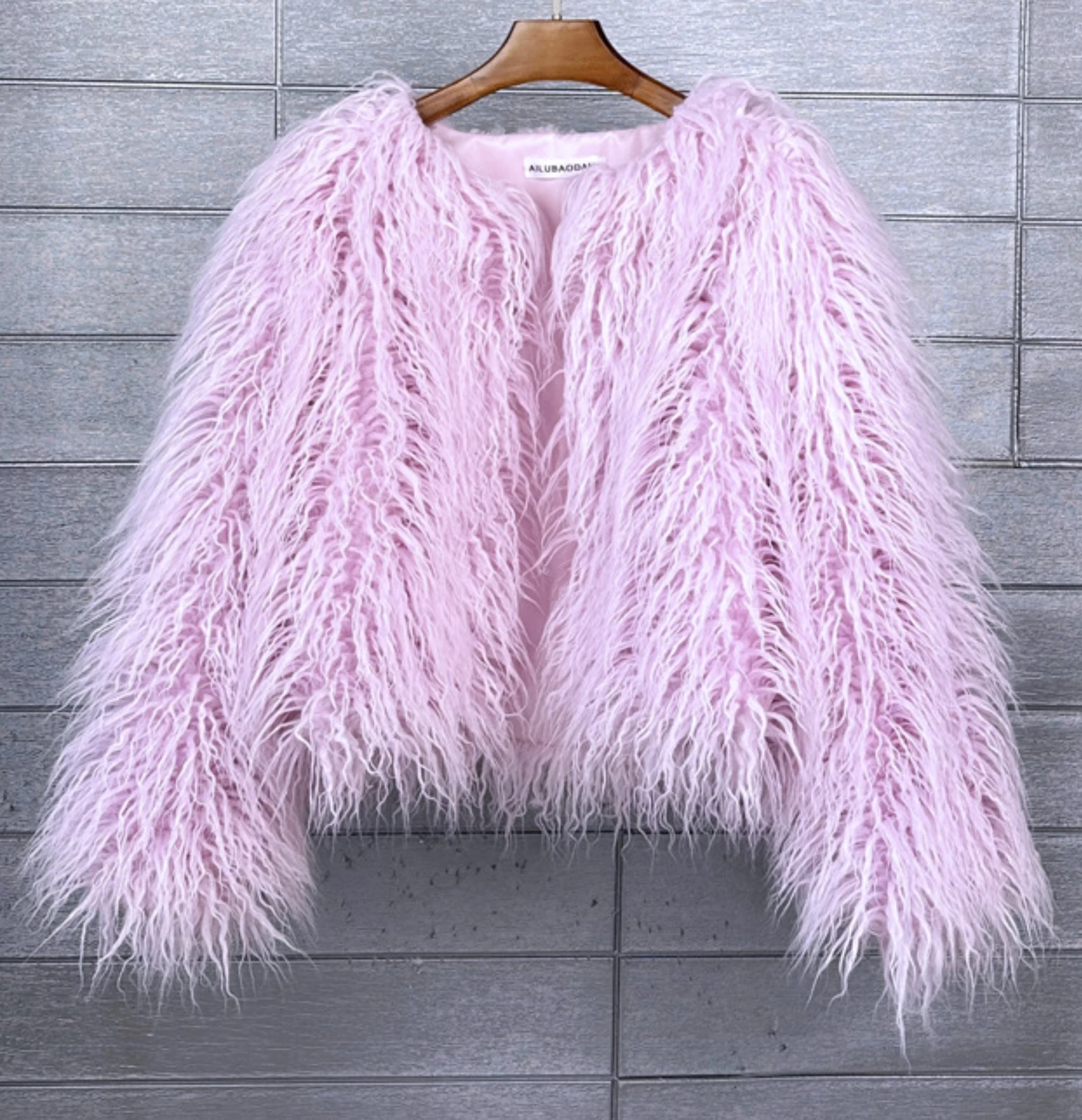 Women's Fur Coat Colorful Furry Pink Lamb Wool Faux Fur Coat Female Shaggy Sheepskin Coat Winter Artificial Fur Jacket