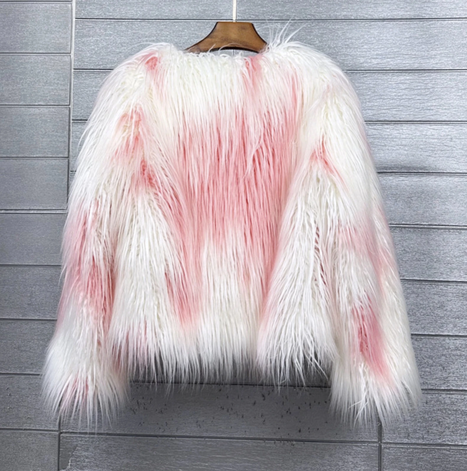Women's Fur Coat Colorful Furry Pink Lamb Wool Faux Fur Coat Female Shaggy Sheepskin Coat Winter Artificial Fur Jacket