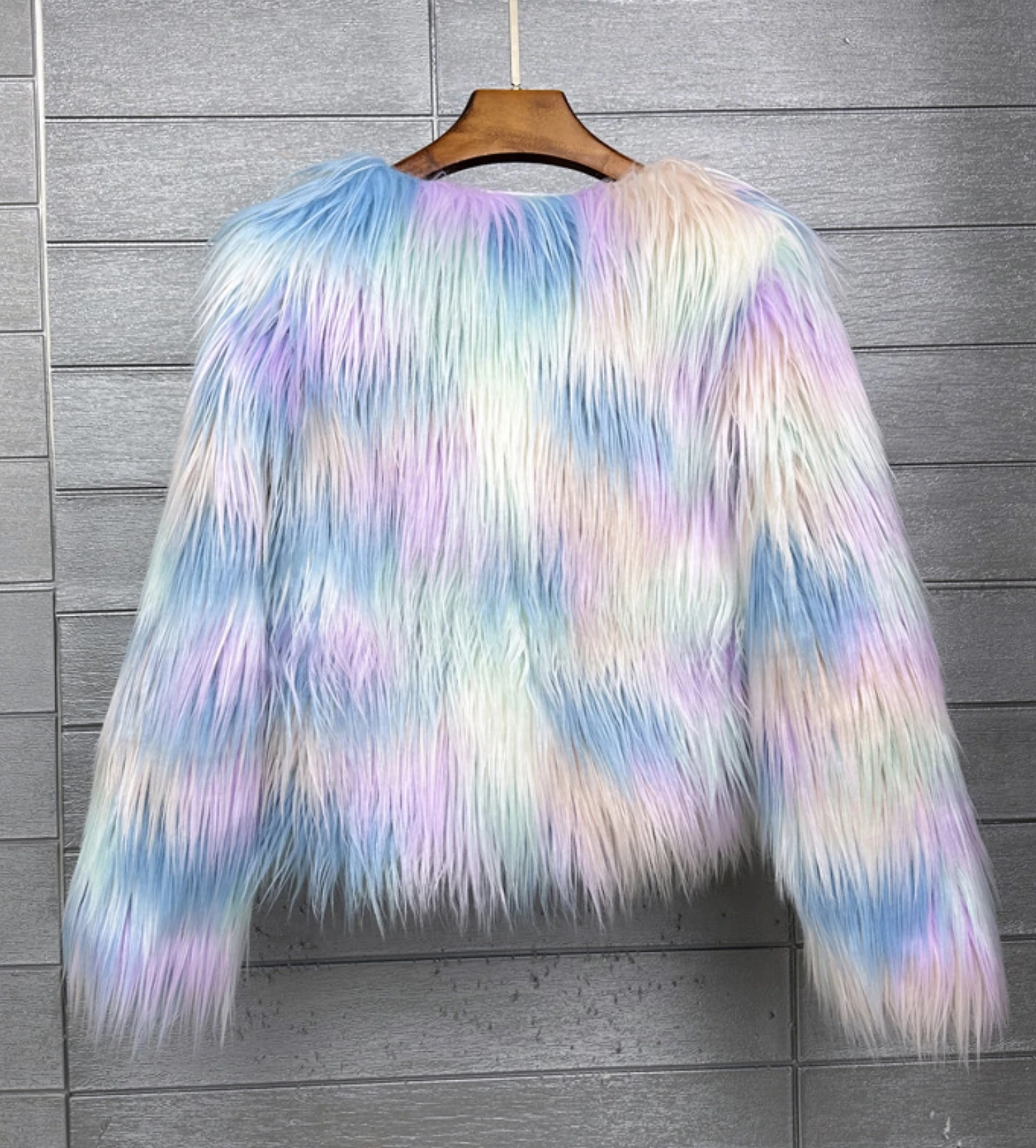 Women's Fur Coat Colorful Furry Pink Lamb Wool Faux Fur Coat Female Shaggy Sheepskin Coat Winter Artificial Fur Jacket