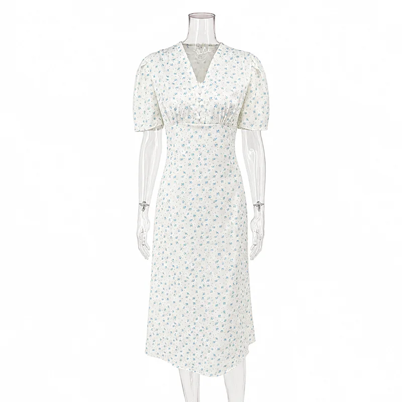 TARUXY Stylish Printed Maxi Dress Women Elegant Slim V-Neck Short-Sleeve Evening Dress Summer New Casual Commuter Female Dress