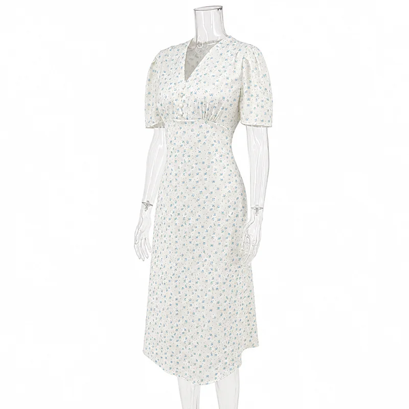 TARUXY Stylish Printed Maxi Dress Women Elegant Slim V-Neck Short-Sleeve Evening Dress Summer New Casual Commuter Female Dress