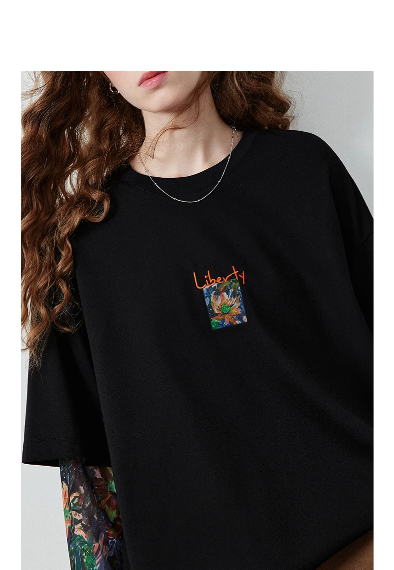 TOYOUTH Women's Long Sleeve T Shirt 2026 Autumn New Cotton Fake Two Piece Splicing Loose Drop Shoulder Urban Nomadic Casual Tops